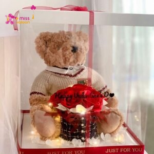 London Bear Valentines Soap Flower Gift Box