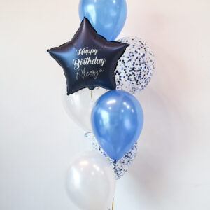 HeartStar Shape Foil Helium Bunch Navy Blue