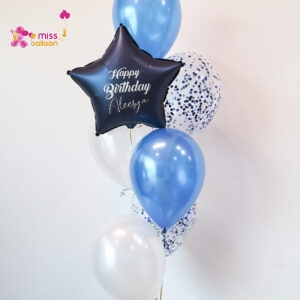 HeartStar Shape Foil Helium Bunch Navy Blue