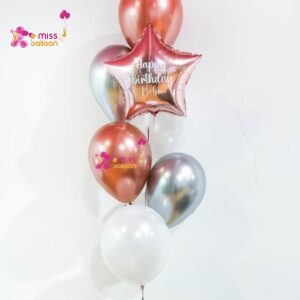 HeartStar Shape Foil Helium Bunch Rose Gold