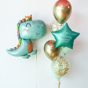 Baby Dino & Shape Foil Helium Bunch