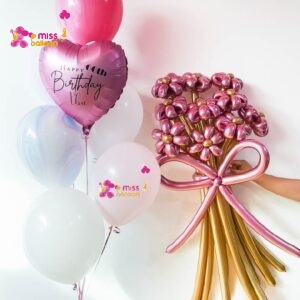 Flower Balloon Bouquet & Shape Foil Helium Bunch