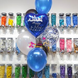 Heart Shape Foil Helium Bunch Metallic Dark Blue