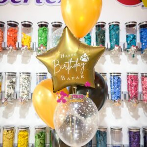 HeartStar Shape Foil Helium Bunch Gold