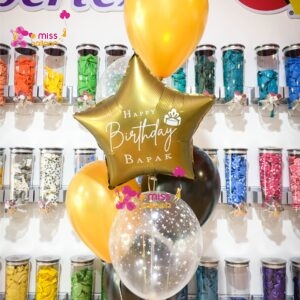 HeartStar Shape Foil Helium Bunch Gold