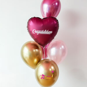 HeartStar Shape Foil Helium Bunch Maroon