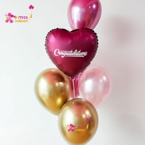 HeartStar Shape Foil Helium Bunch Maroon