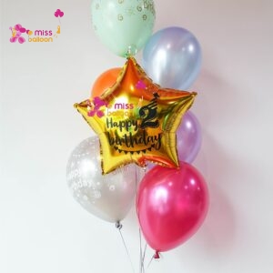 HeartStar Shape Foil Helium Bunch Metallic Gold