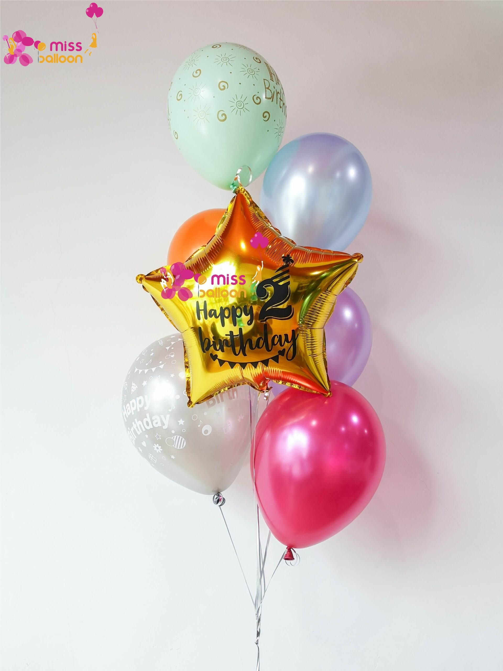 HeartStar Shape Foil Helium Bunch Metallic Gold