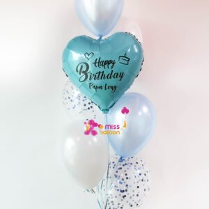 HeartStar Shape Foil Helium Bunch Metallic Light Blue