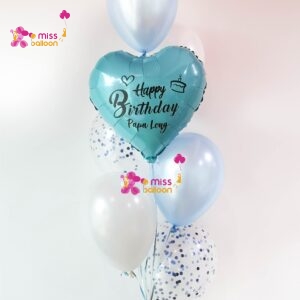 HeartStar Shape Foil Helium Bunch Metallic Light Blue