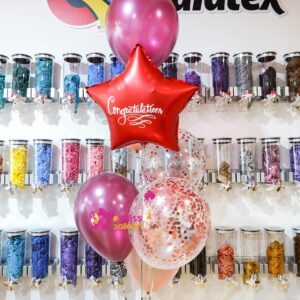 HeartStar Shape Foil Helium Bunch Metallic Red