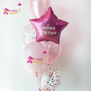 HeartStar Shape Foil Helium Bunch Pink