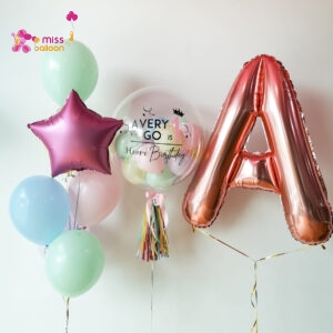 Jumbo Foil Bubble Balloon & Shape Foil Helium Bunch