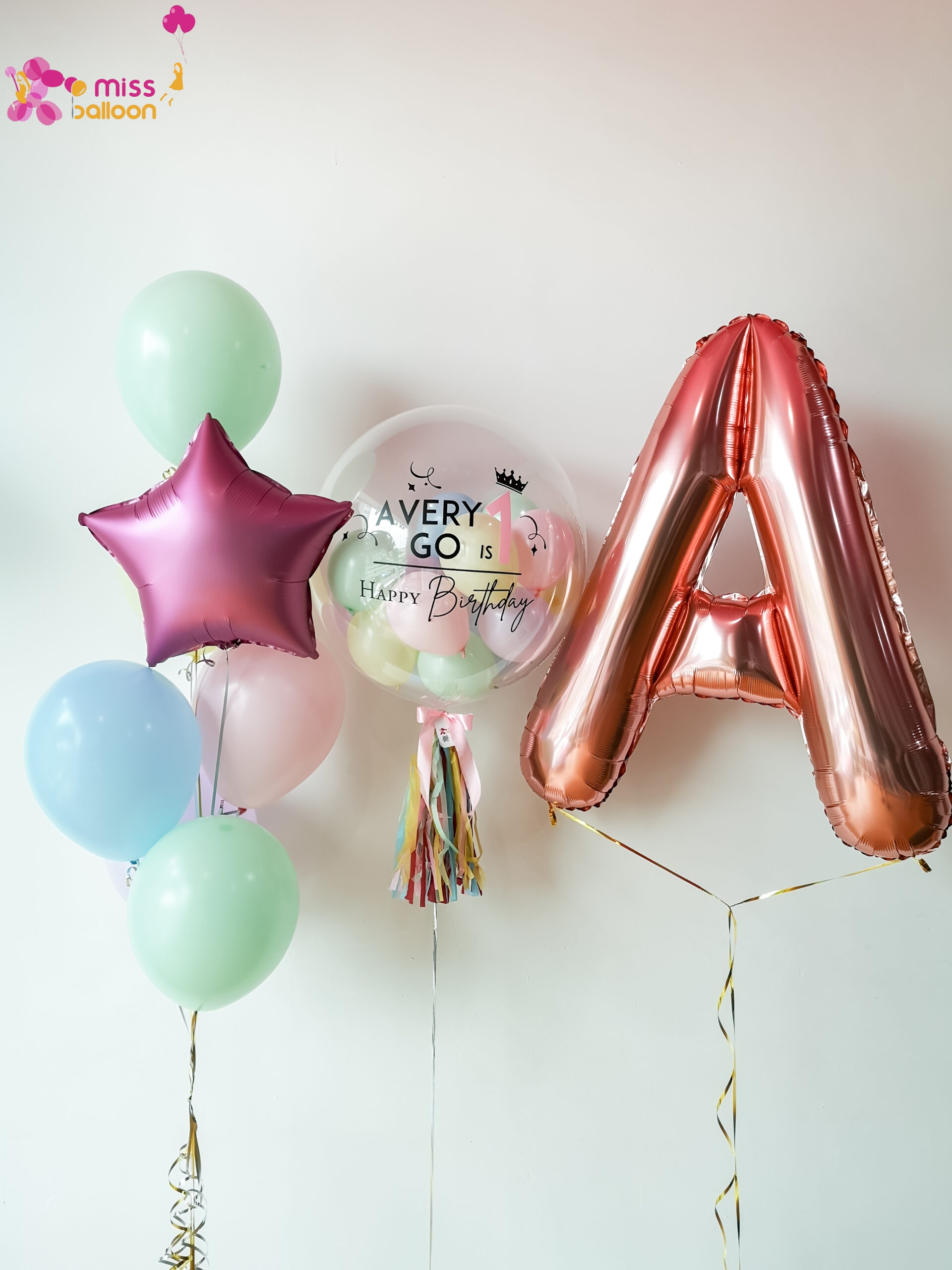 Jumbo Foil Bubble Balloon & Shape Foil Helium Bunch