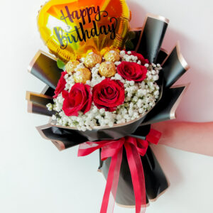 Sweet Heart Bouquet (Fresh Red Rose & White Baby Breath)