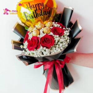 Sweet Heart Bouquet (Fresh Red Rose & White Baby Breath)