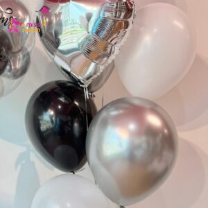 Heart/Star Shape Foil Helium Bunch | Metallic Silver