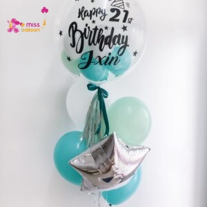 22 Personalized Bubble Balloon Bouquet With Shape Foil