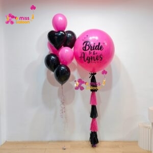 36 Latex Balloon & Shape Foil Helium Bunch (Black Pink Series)