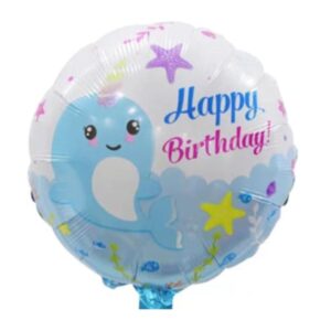 Blue Dolphin Happy Birthday Foil Balloon