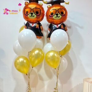 Graduation Bear Foil Helium Bunch