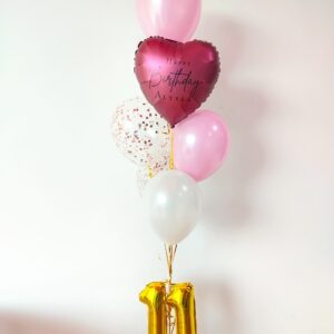 HeartStar Shape Foil Helium Bunch with 16 Numeric Foil