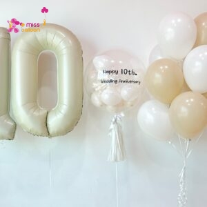 Jumbo Foil Bubble Balloon With 10 Helium Balloon (Cream Series)