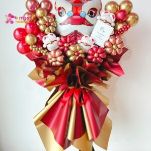 Lion Dance Head Lucky Cat Opening Balloon Stand (B)