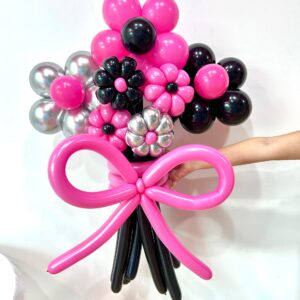 Simple Black Pink Balloon Flower Bouquet