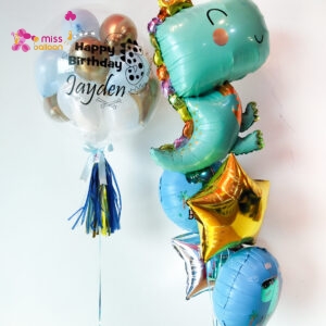5in1 Happy Birthday Dino & Bubble Helium Set