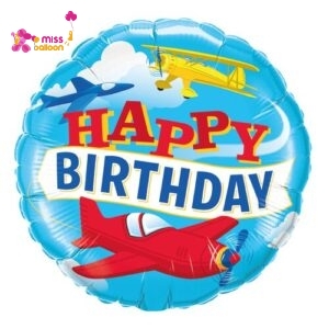 Airplane Happy Birthday Foil Balloon