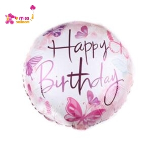 Pink Butterfly Happy Birthday Foil Balloon