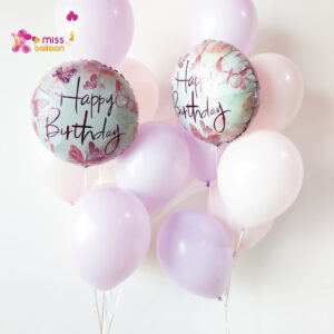 Pink Butterfly Happy Birthday Foil Helium Bunch