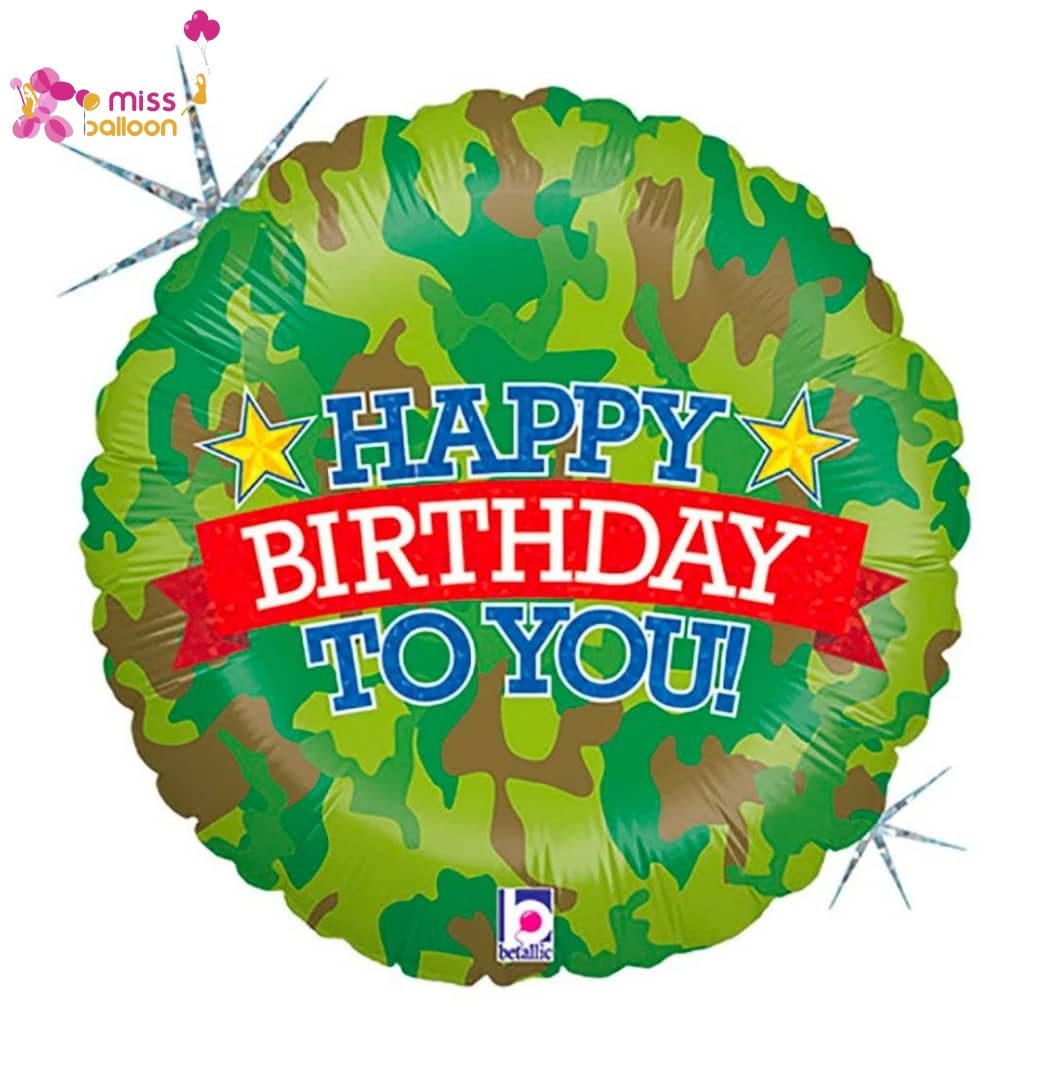 Camouflage Happy Birthday Foil Balloon