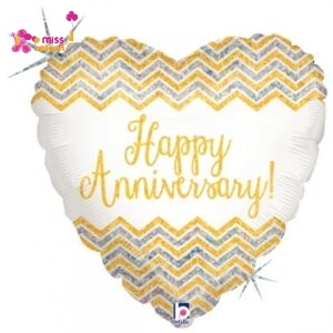 Chevron Happy Anniversary Foil Balloon