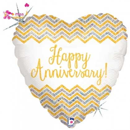 Chevron Happy Anniversary Foil Balloon