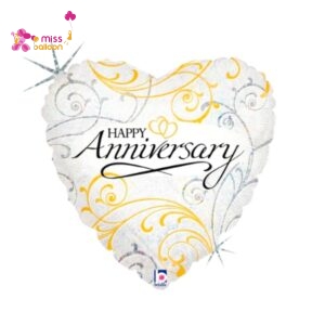 Filigree Happy Anniversary Foil Balloon
