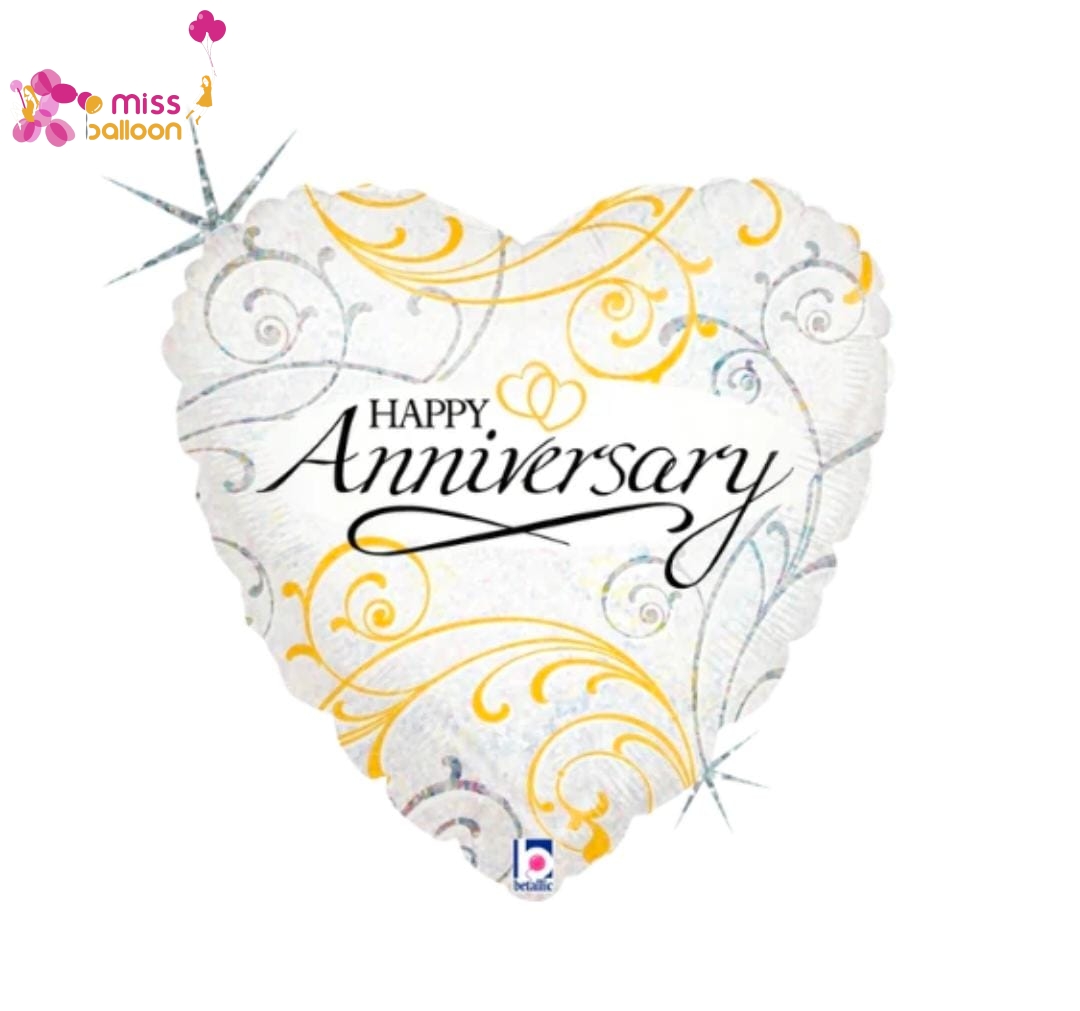 Filigree Happy Anniversary Foil Balloon