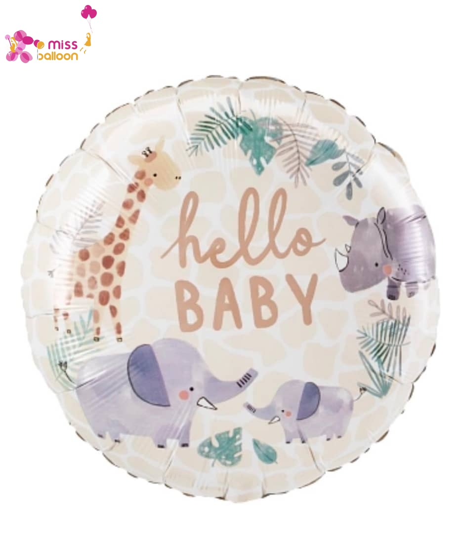 Hello Baby Soft Jungle Foil Balloon