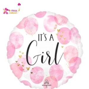 It's A Girl Pink Watercolor Foil Balloon