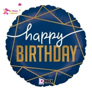 Navy Happy Birthday Foil Balloon