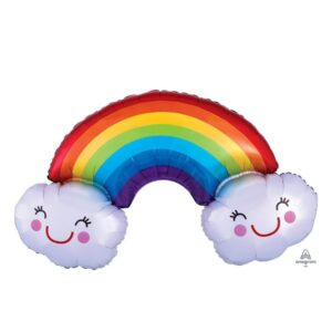 Rainbow With Clouds Super Shape Foil Balloon