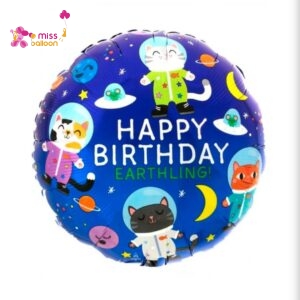 Space Cats Happy Birthday Foil Balloon