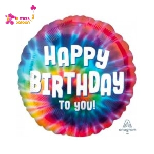 Tie Dye Happy Birthday Foil Balloon