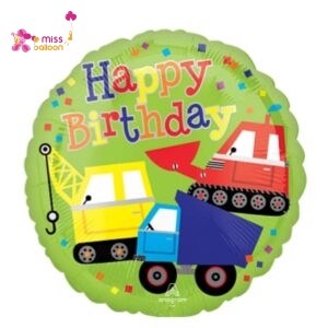 Trucks Happy Birthday Foil Balloon