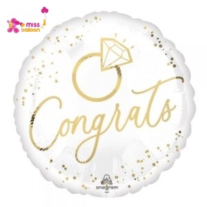 White Gold Wedding Congrats Foil Balloon