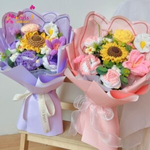 Ribbon Crochet Flower Bouquet