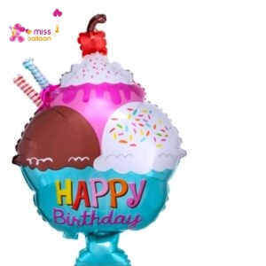 Sundae Ice Cream Happy Birthday Foil Balloon
