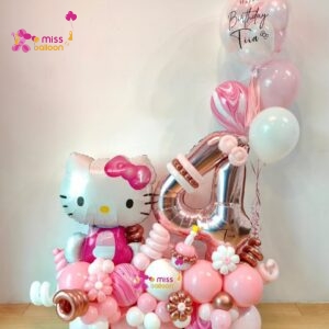 Hello Kitty Theme Marquee with Bubble Helium Balloon